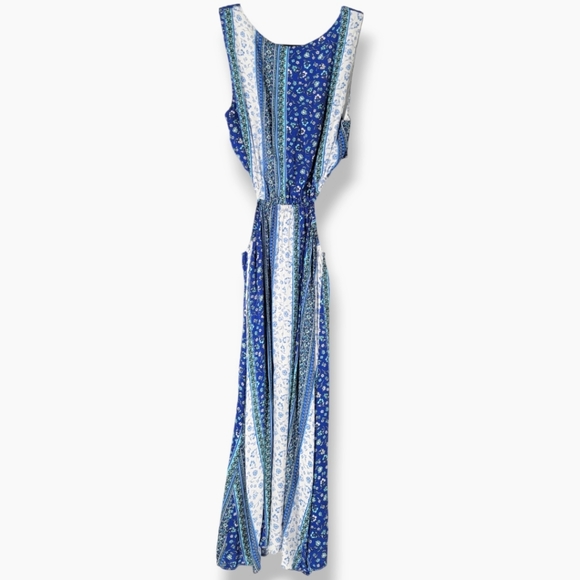 SAGE THE LABEL Yemya Floral Cutout Twist Front Midi Dress Blue - Picture 12 of 16